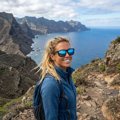 Lautaro Dark Designer's gafas de sol estilo mujer vista de frente #color_waves-sky