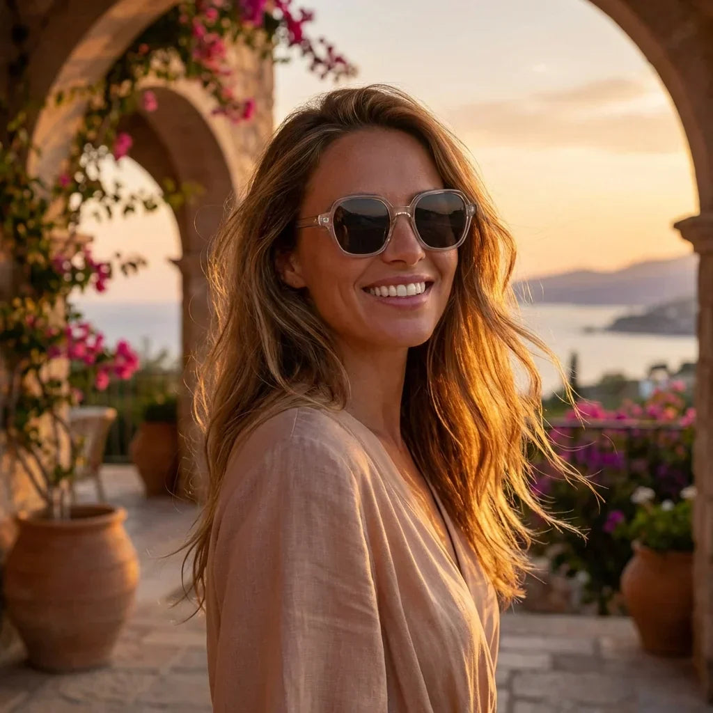 Canarias lentes de sol transparente vista frontal para mujer #color_transparente