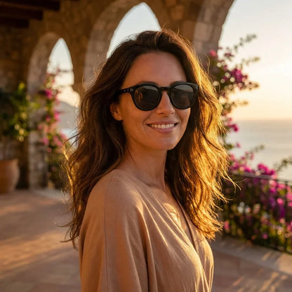 Lenga lentes polarizados negro vista frontal para mujer #color_negro