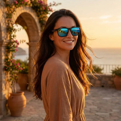 Lautaro Dark Designer's lentes polarizados vista frontal para mujer #color_waves-sky