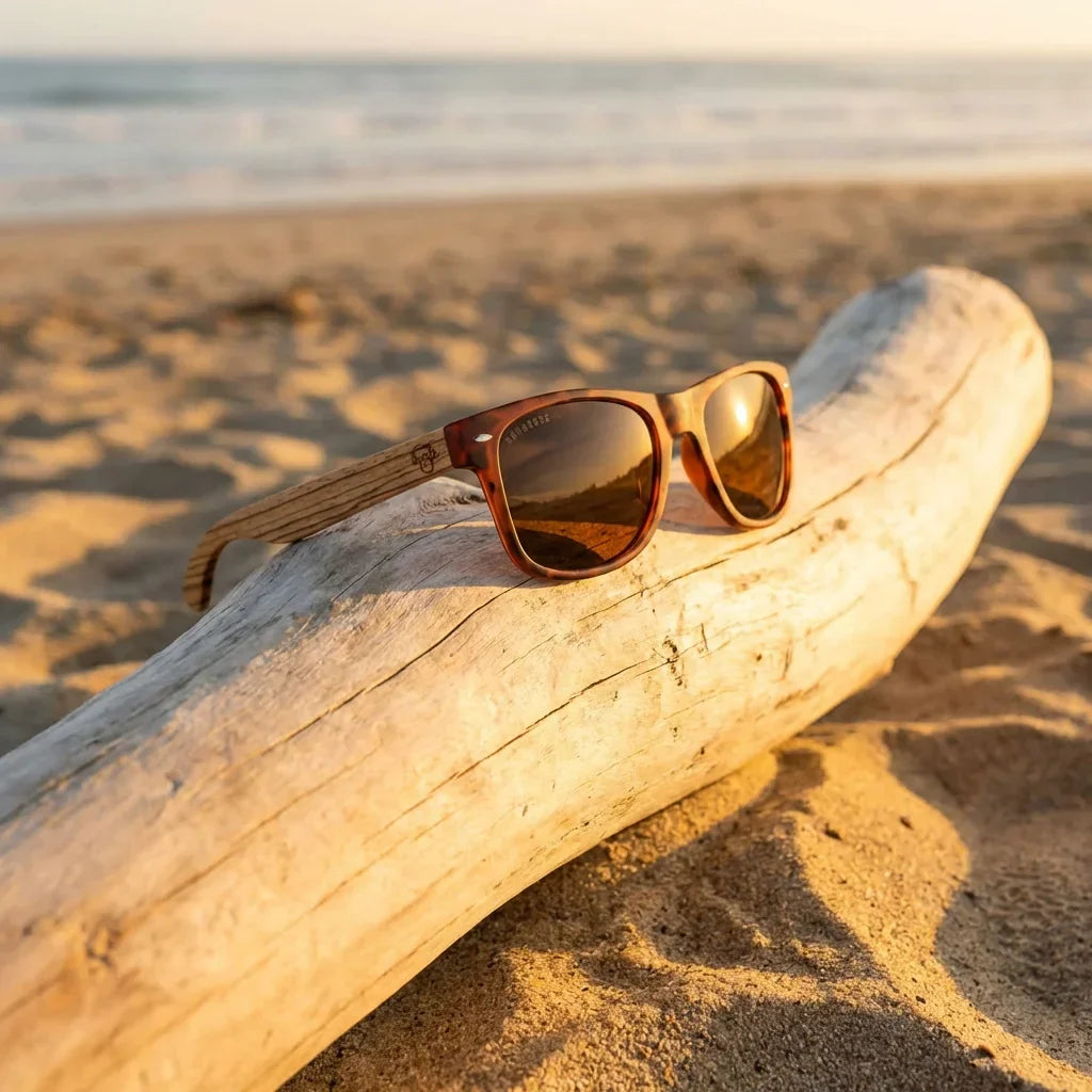 Acacia anteojos de sol madera diseño frontal para hombre y mujer #color_carey-brown