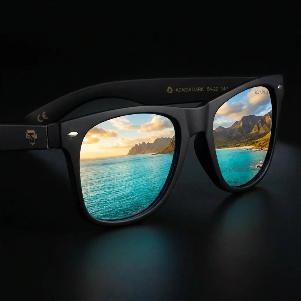 Primer plano frontal Acacia Dark lentes de sol mujer tono sky #color_sky