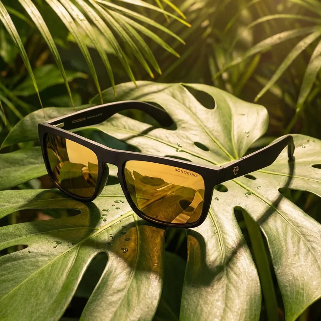 Frente del Lautaro Dark gafas polarizadas con estilo retro en cristal espejado dorado #color_espejado-dorado