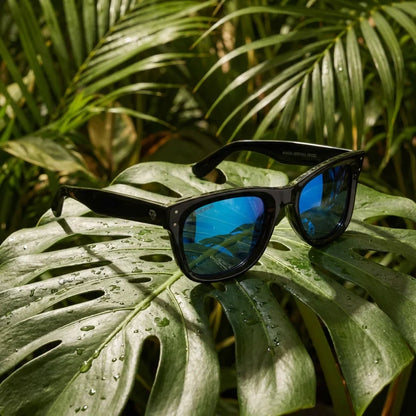 Vista frontal Acacia Reverse lentes de sol madera color espejado azul #color_espejado-azul