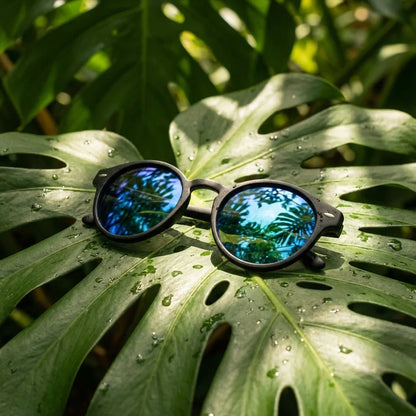 Frontal Joplin RPET lentes de sol UV400 cristal espejado azul estilo retro #color_espejado-azul