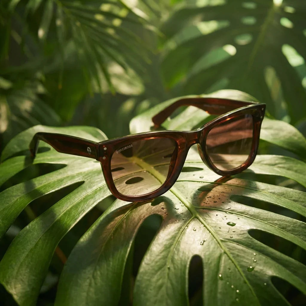 Acacia Reverse clásico lentes de sol madera café vista frontal con protección UV400 #color_brown
