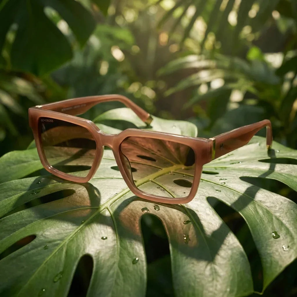 Vista angulada de Montenegro gafas de sol café para hombre y mujer #color_brown