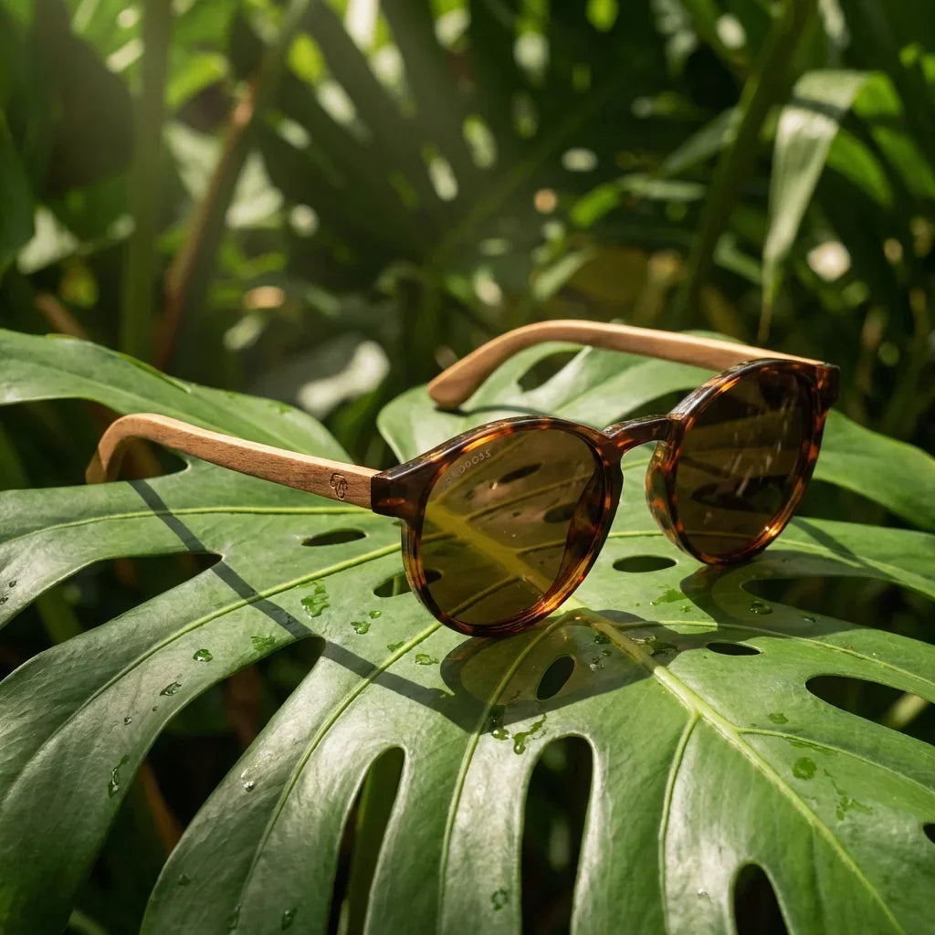 Lentes sol Paine polarizados bio-acetato biodegradable carey composicion botanica monstera tropical Bonoboss #editorial_grid2 #color_carey