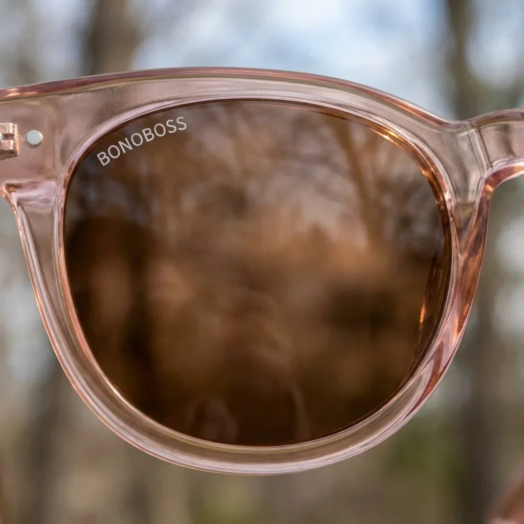 Lentes sol Meli polarizados UV400 bio-acetato lightsalmon close-up lente coating espejado detalle optico Bonoboss #editorial_polarizado #color_lightsalmon