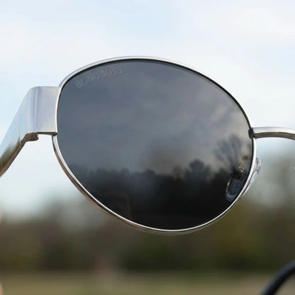 Lentes sol New Lennon polarizados UV400 bio-acetato silver close-up lente coating espejado detalle optico Bonoboss #editorial_grid1 #color_silver