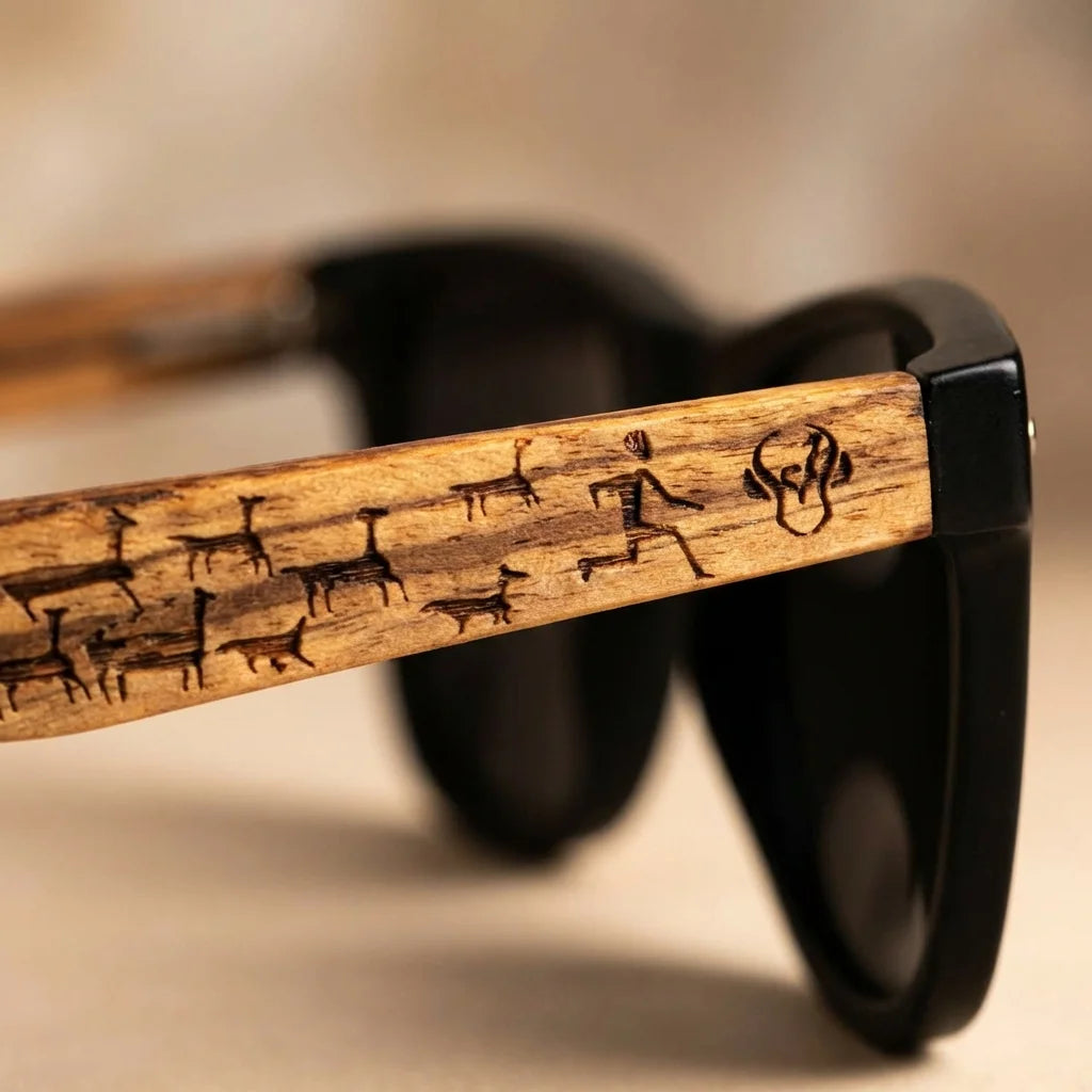 Lentes sol Acacia Designer's polarizados UV400 macro textura acetato vetas detalle premium Bonoboss #color_llamas