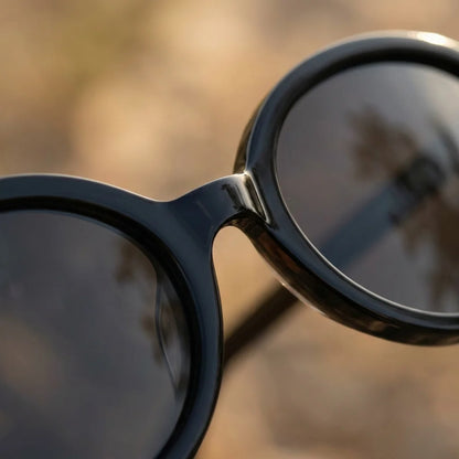 Lentes sol Guapi Island polarizados UV400 macro textura acetato vetas detalle premium Bonoboss #color_negro