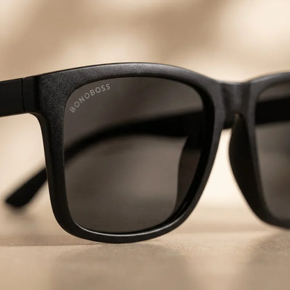 Lentes sol Rapanui RPET polarizados UV400 macro textura acetato vetas detalle premium Bonoboss #color_dark