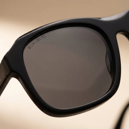 Lentes sol Tom polarizados UV400 macro textura acetato vetas detalle premium Bonoboss #color_negro