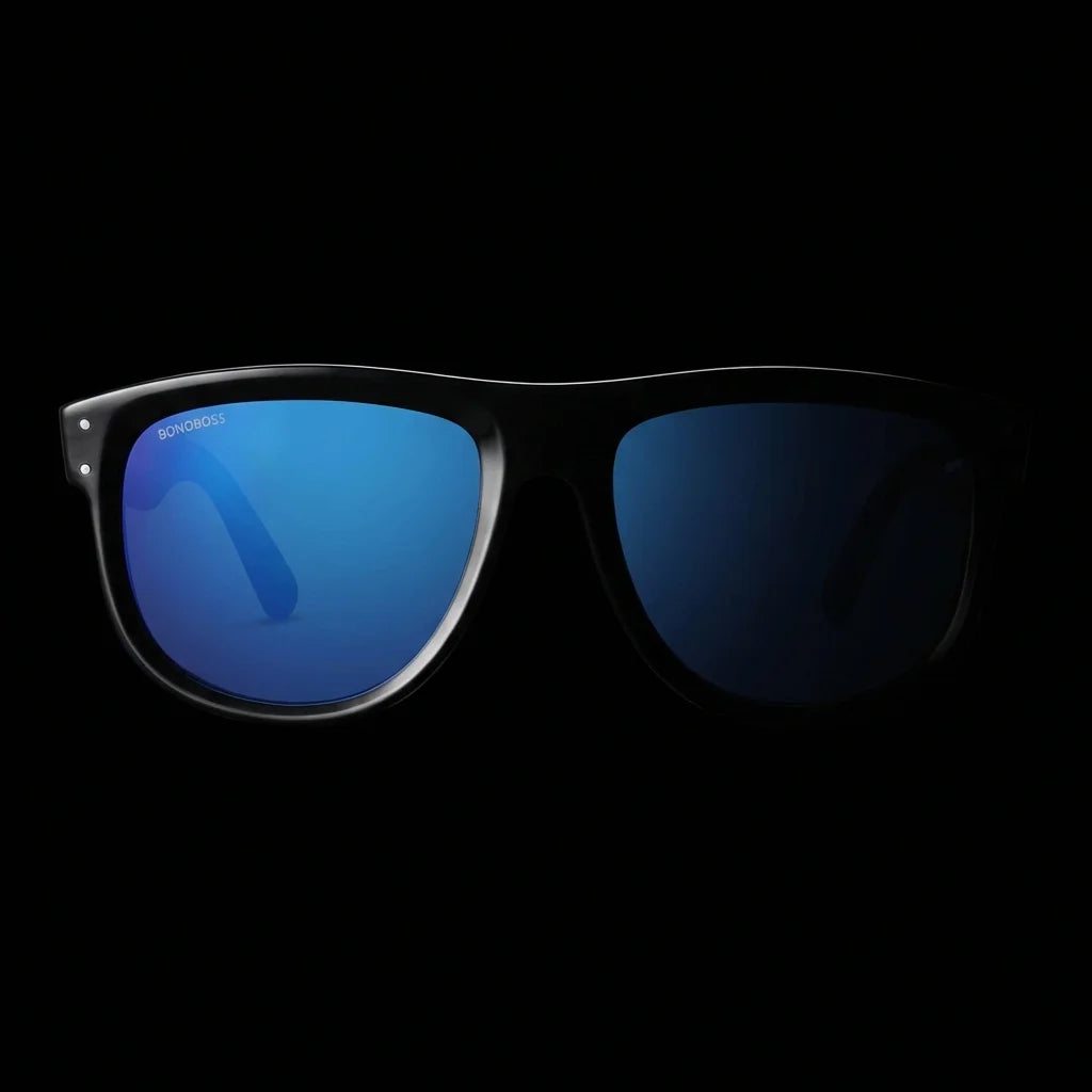 Primer plano frontal GirlFriend Reverse gafas polarizadas espejado azul brillante #color_espejado-azul