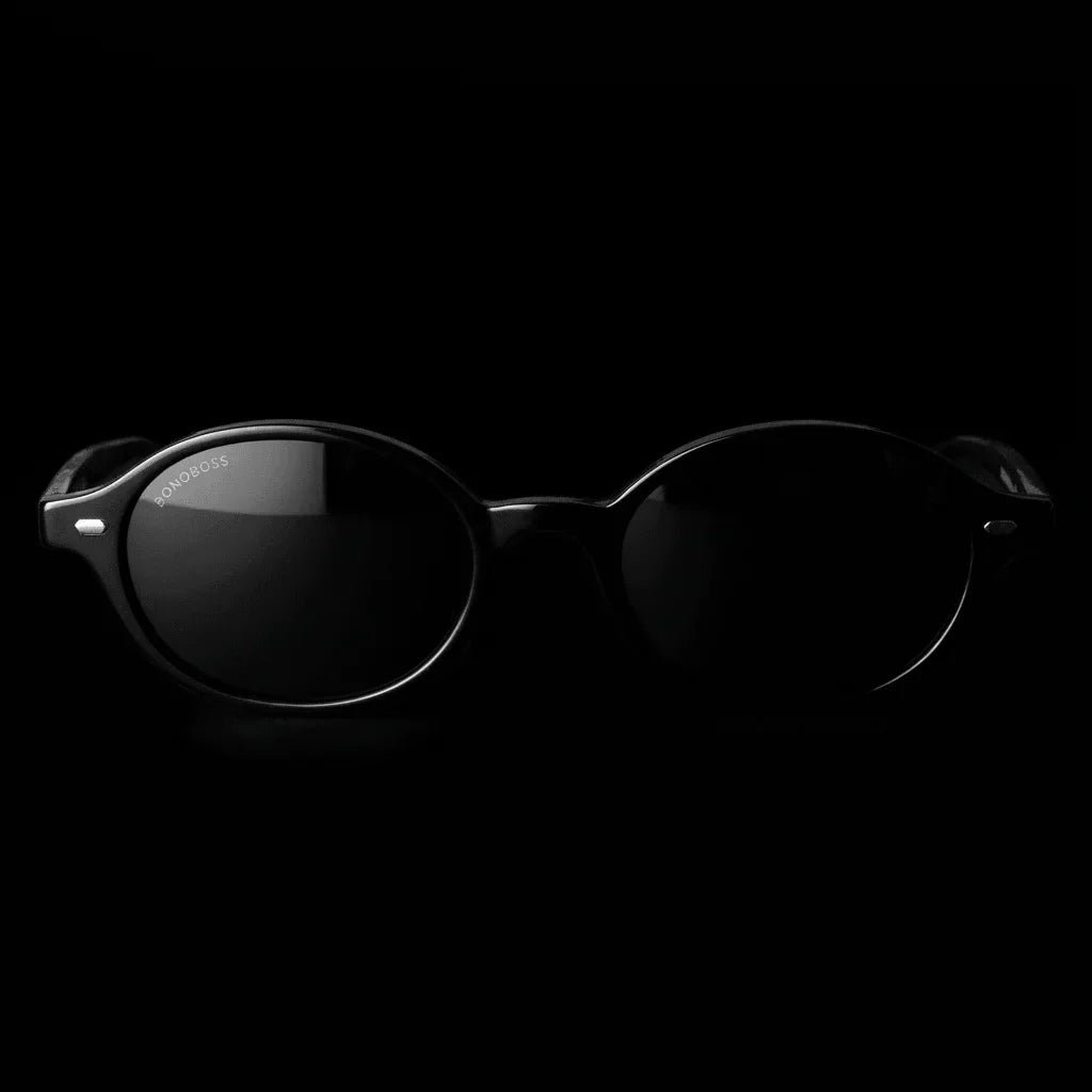 Lentes sol Capri polarizados UV400 frontal dramatico luz editorial Bonoboss #color_negro