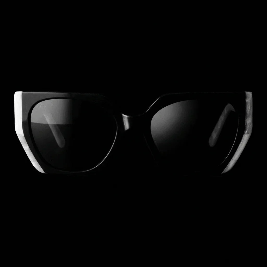 Lentes sol Di Trevi polarizados UV400 bio-acetato black frontal dramatico close-up detalle lente premium Bonoboss #editorial_grid1 #color_black