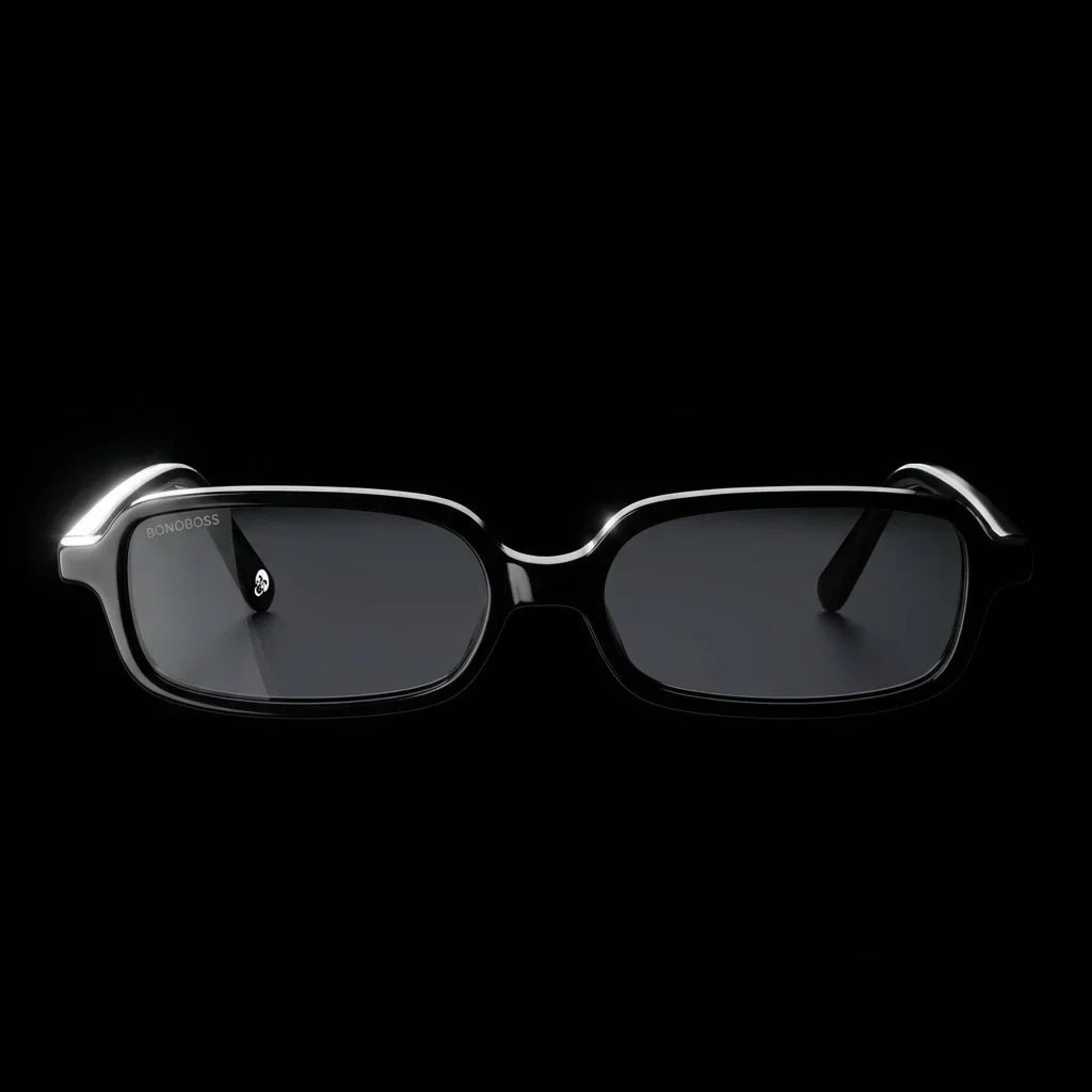 Lentes sol Navarino polarizados UV400 frontal dramatico luz editorial Bonoboss #color_negro
