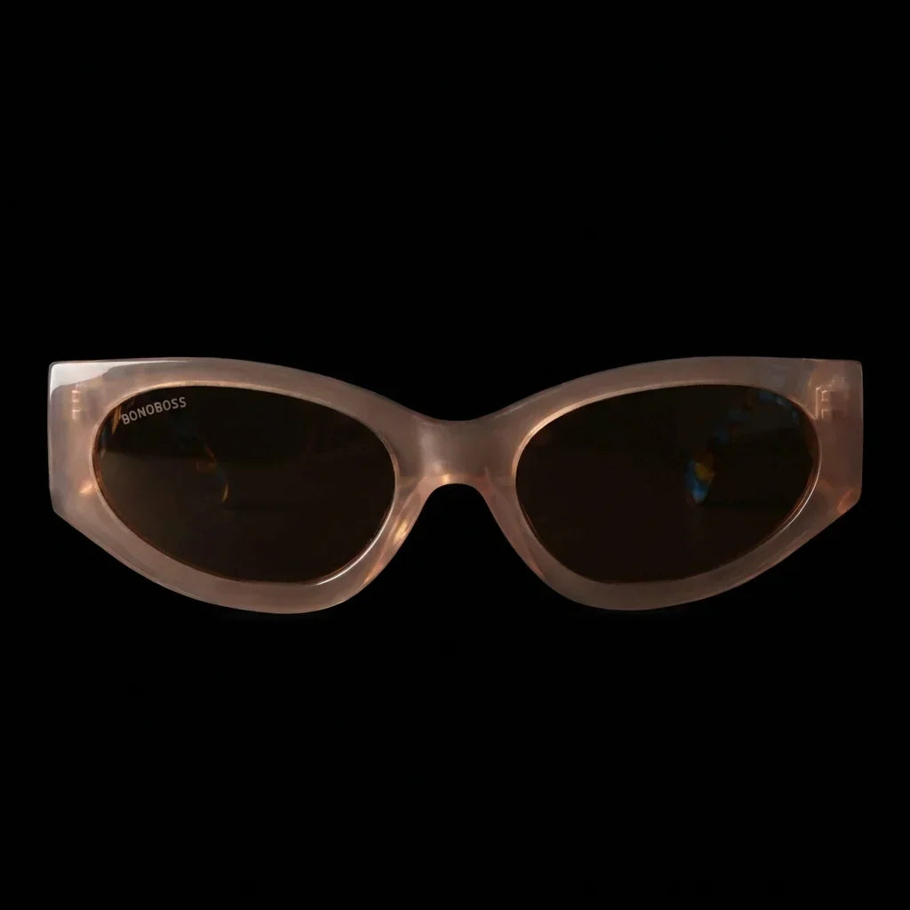 Lentes sol Milan polarizados UV400 bio-acetato peach frontal dramatico close-up detalle lente premium Bonoboss #editorial_grid1 #color_peach