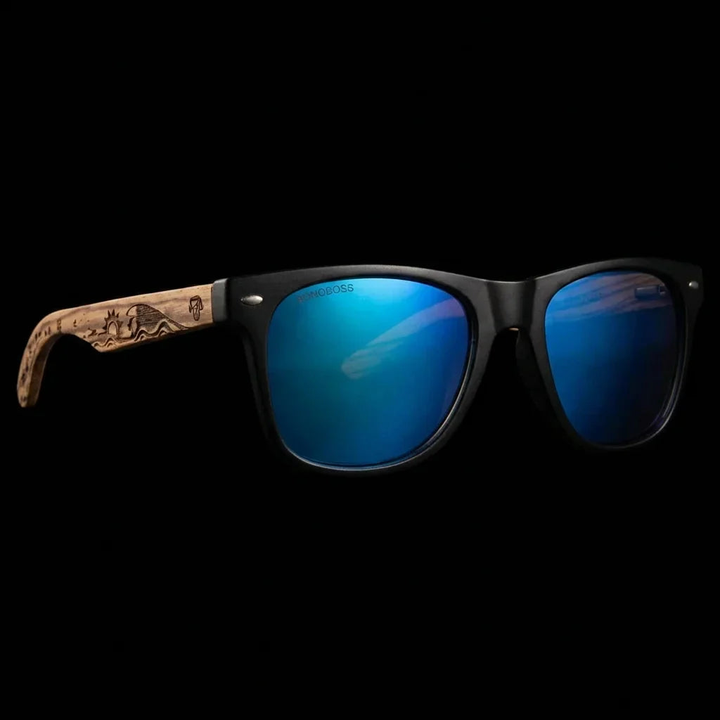 Lentes sol Acacia Designer's polarizados UV400 frontal dramatico luz editorial Bonoboss #color_surf-sky