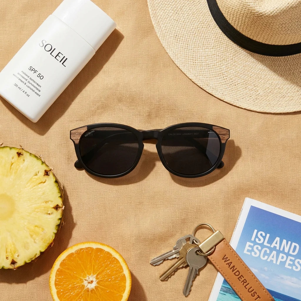 Lentes sol Chiloe 0084 polarizados bio-acetato negro flat lay summer essentials playa accesorios verano Bonoboss #slider_grid1 #color_negro