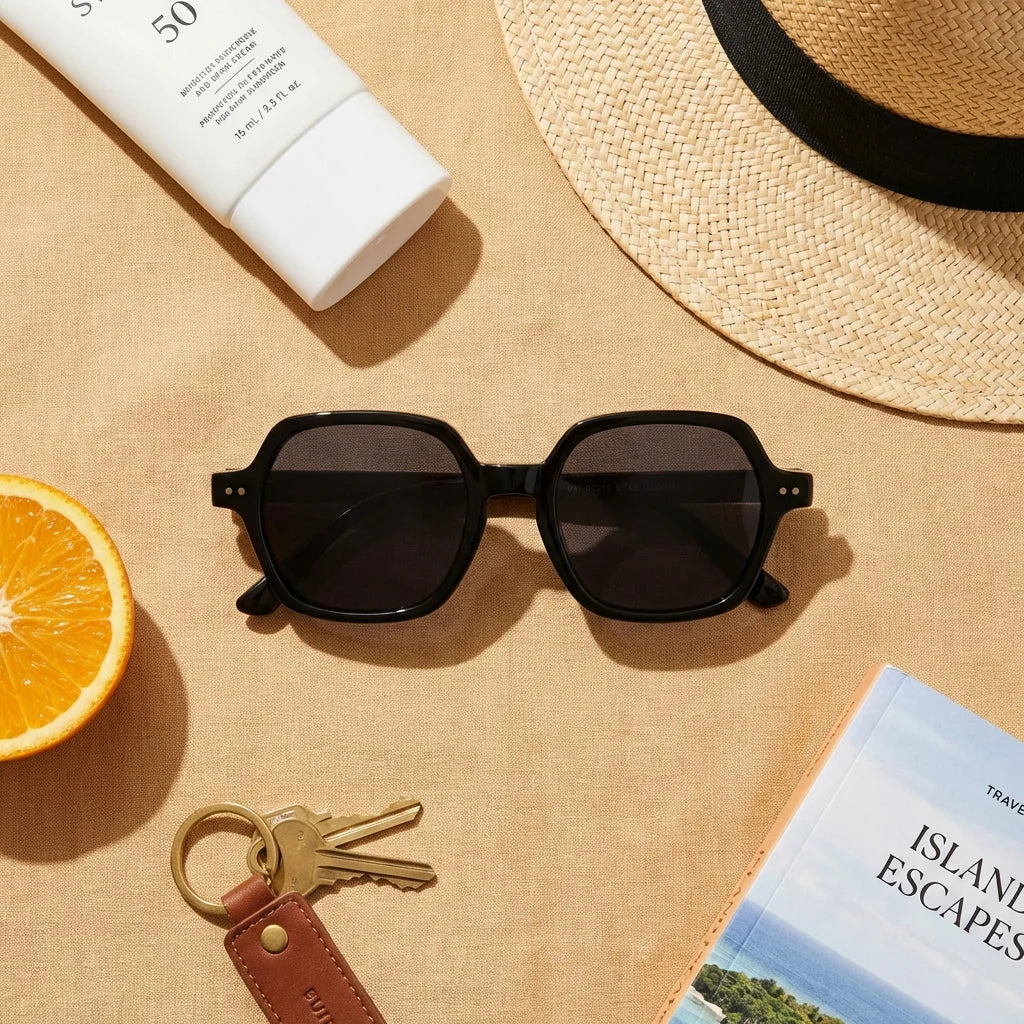 Vista frontal de Canarias gafas de sol madera color negro para hombre y mujer #color_negro