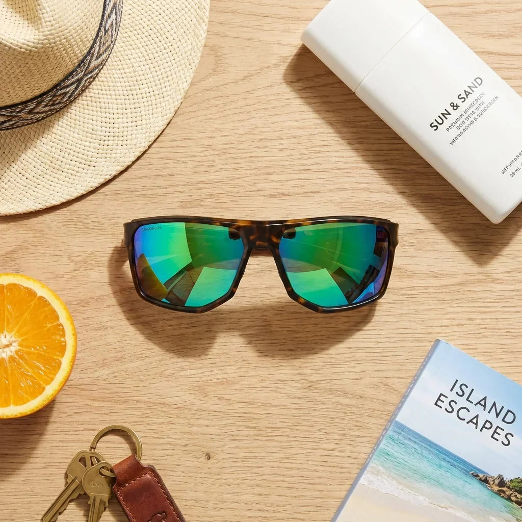 Packshot frontal Ollie lentes polarizados hombre cristal espejado verde #color_espejado-verde