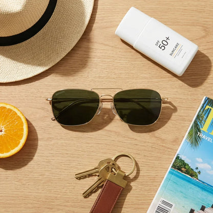 Lentes sol Commander Reverse polarizados metal G15 flat lay summer essentials accesorios playa Bonoboss #editorial_detail2 #color_g15