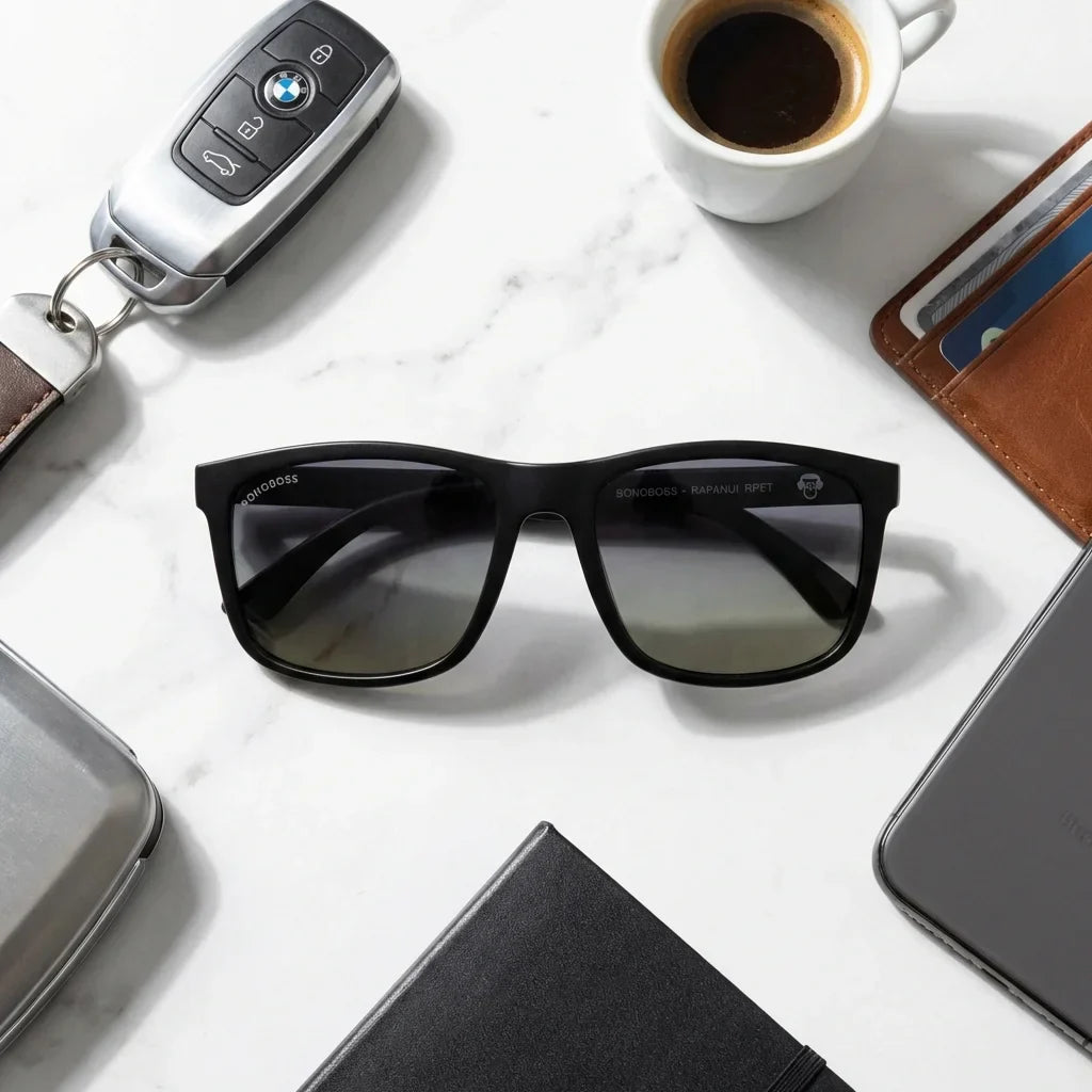 Lentes sol Rapanui RPET polarizados RPET reciclado negro composicion urban kit accesorios ciudad Bonoboss #editorial_detail2 #color_negro