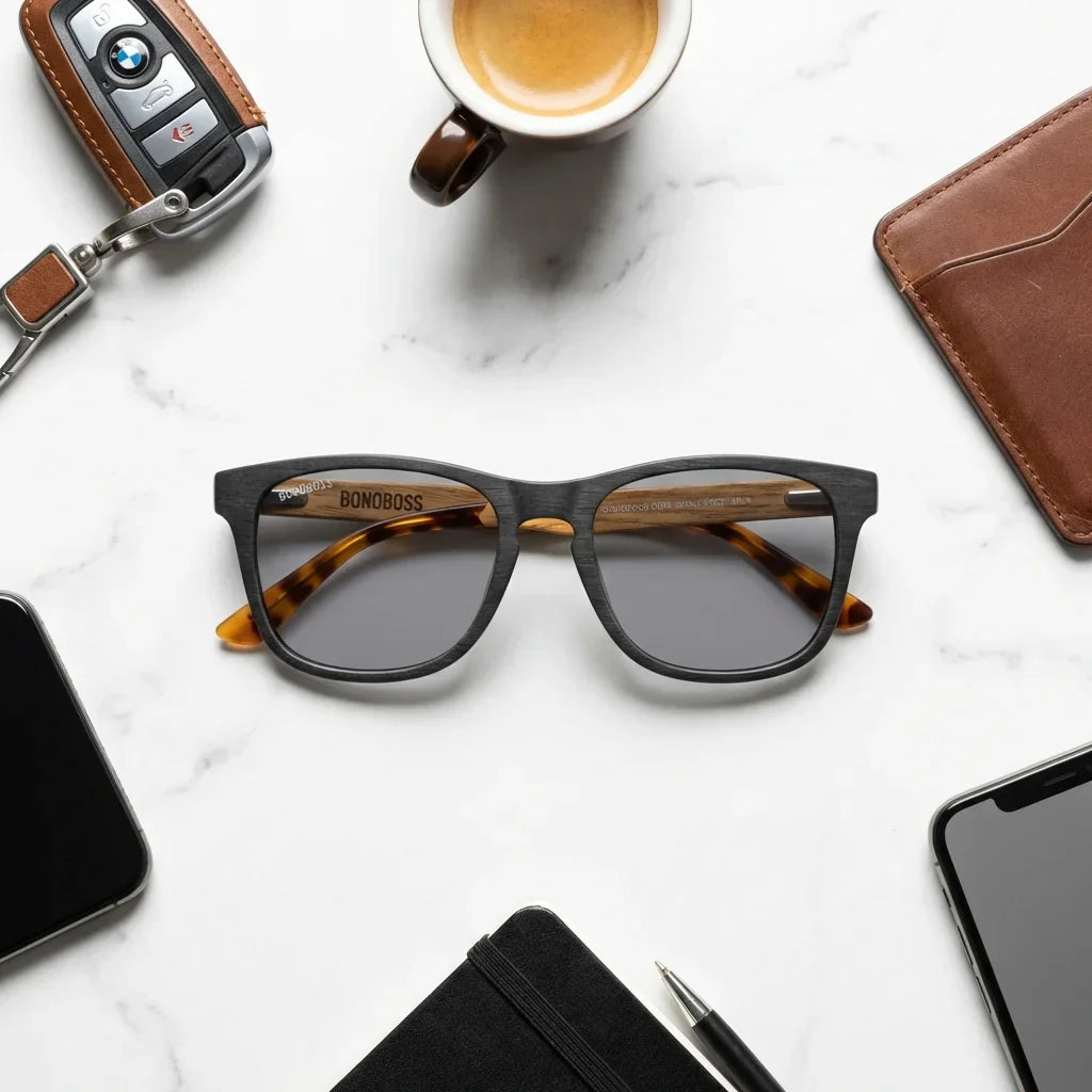 Lentes sol Chiloé 110 Wood polarizados UV400 composicion urban kit accesorios ciudad Bonoboss #color_gris