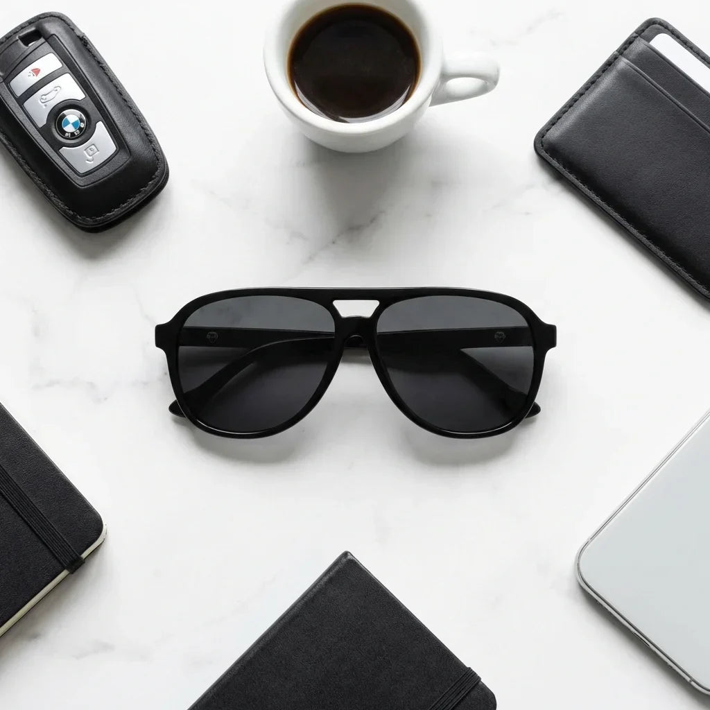Orson lentes de sol negro vista frontal para hombre y mujer #color_negro