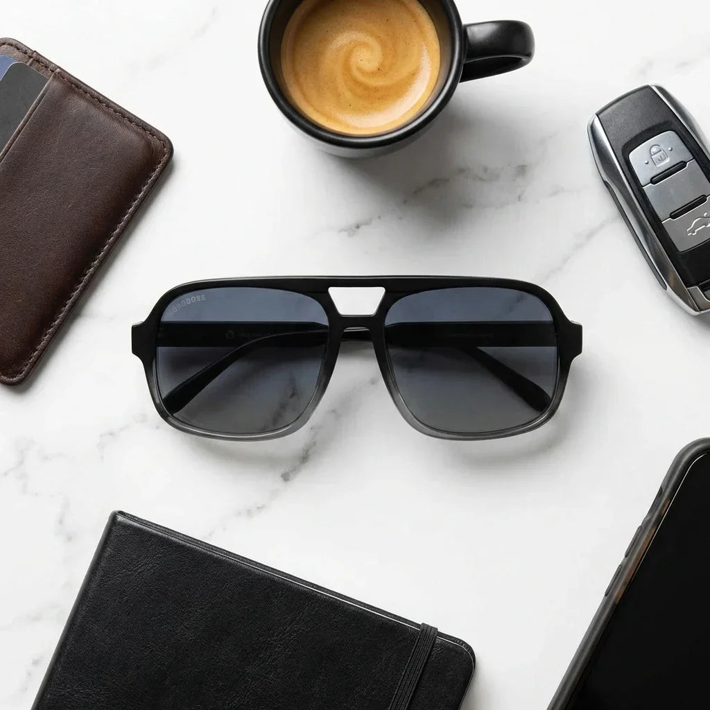 Orson RPET lentes polarizados hombre negro diseño frontal #color_negro