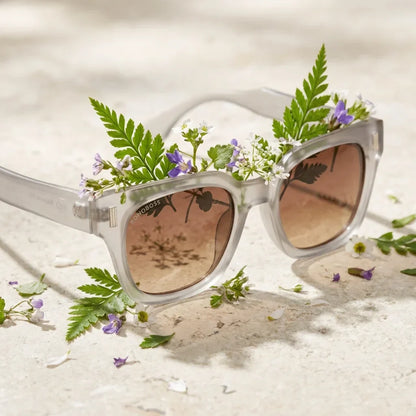 Lentes sol Osorno RPET polarizados UV400 detalle lente composicion botanica Bonoboss #color_transparente