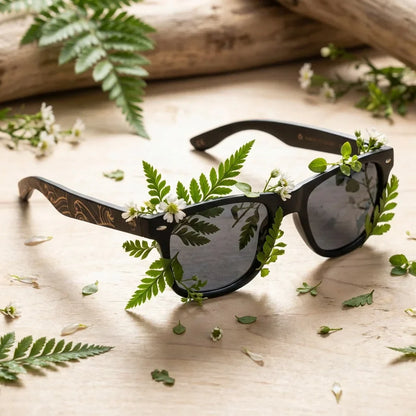 Lentes sol Acacia Dark Designer's polarizados UV400 detalle lente composicion botanica Bonoboss #color_smoke