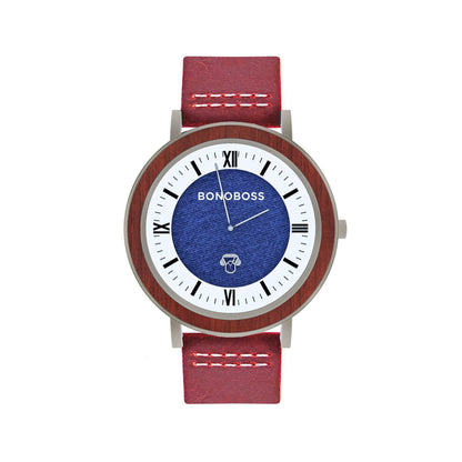 Toki Sándalo Jeans Cuero reloj minimalista diseño frontal para mujer