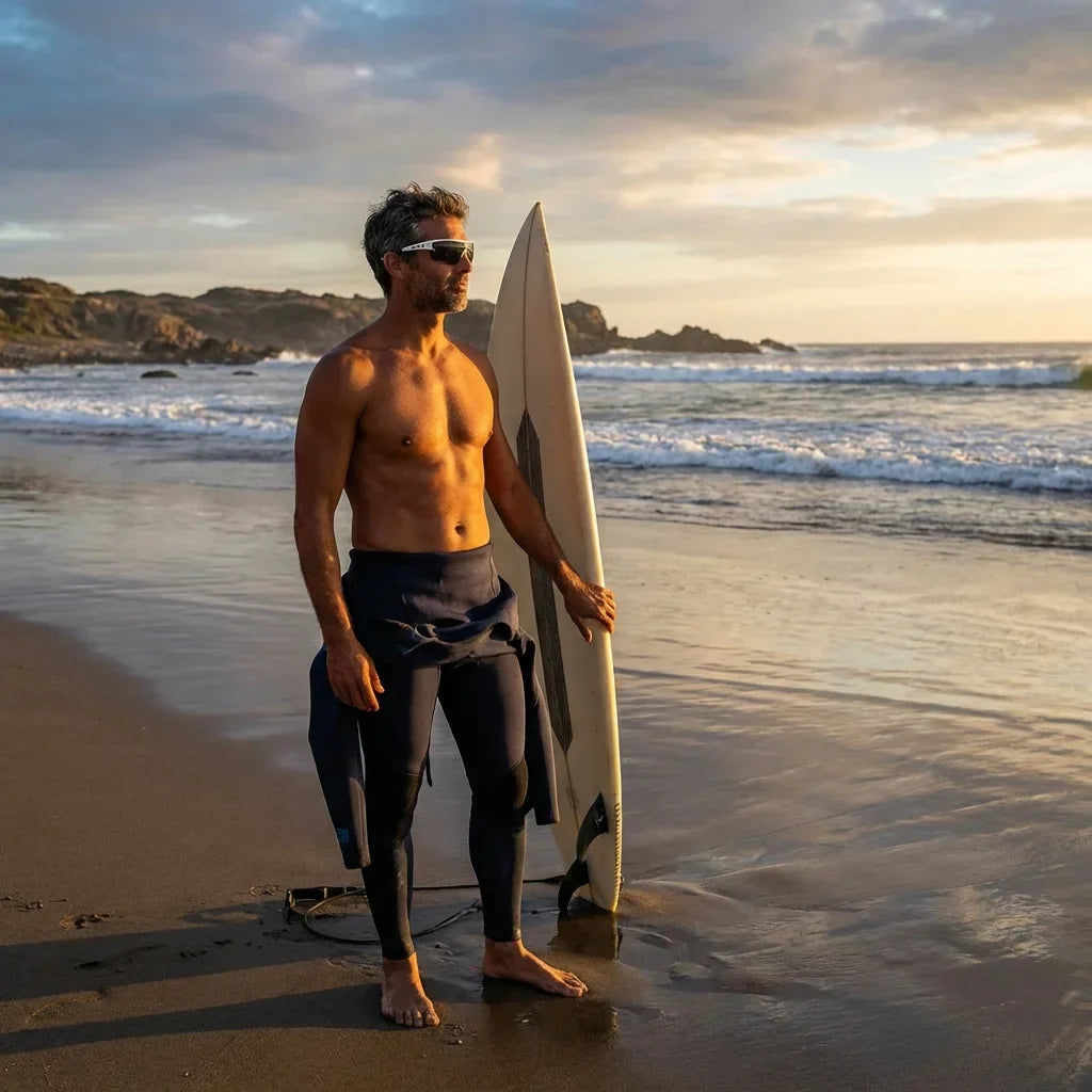 Bonoboss Strive Blanco - Surf playa con lentes deportivos #editorial_action3 #color_blanco
