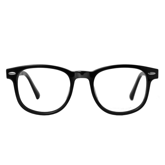 anteojos ovalados de acetato color negro para hombre y mujer de cara redonda grande filtro azul.  #color_negro