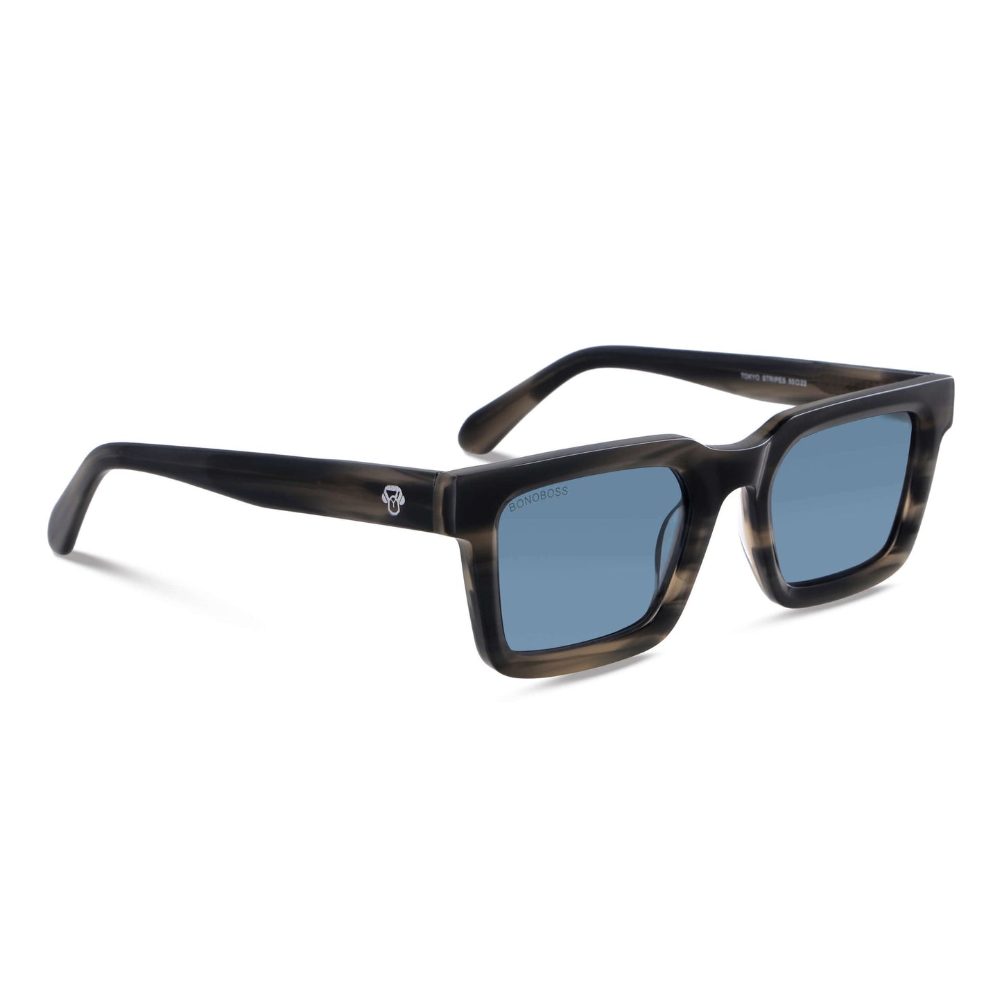 anteojos de sol polarizados para hombre y mujer rectangulares de color jaspeado gris cristal azul grandes para cara redonda #color_stained