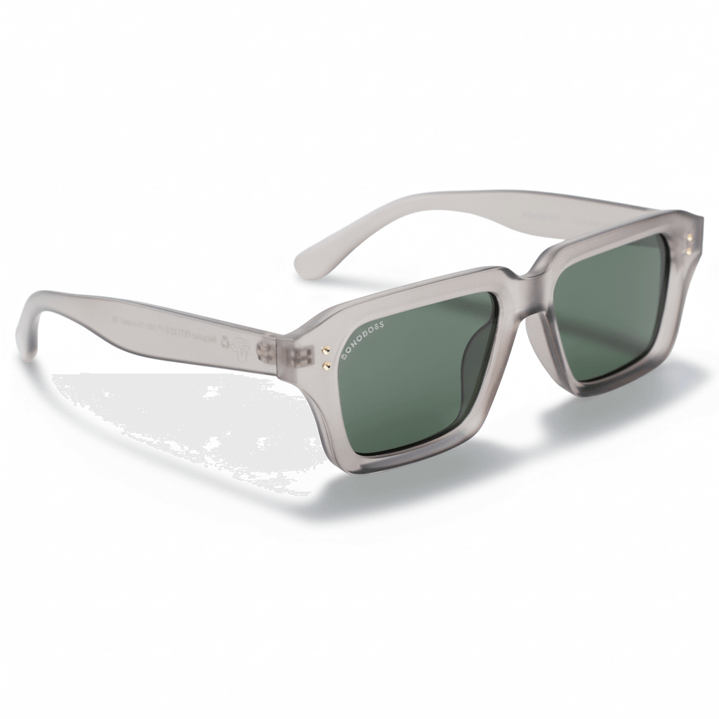 la vista lateral de unos anteojos gafas de sol polarizadas de plastico reciclado sustentable personalizada para regalo corporativo de #color_g15