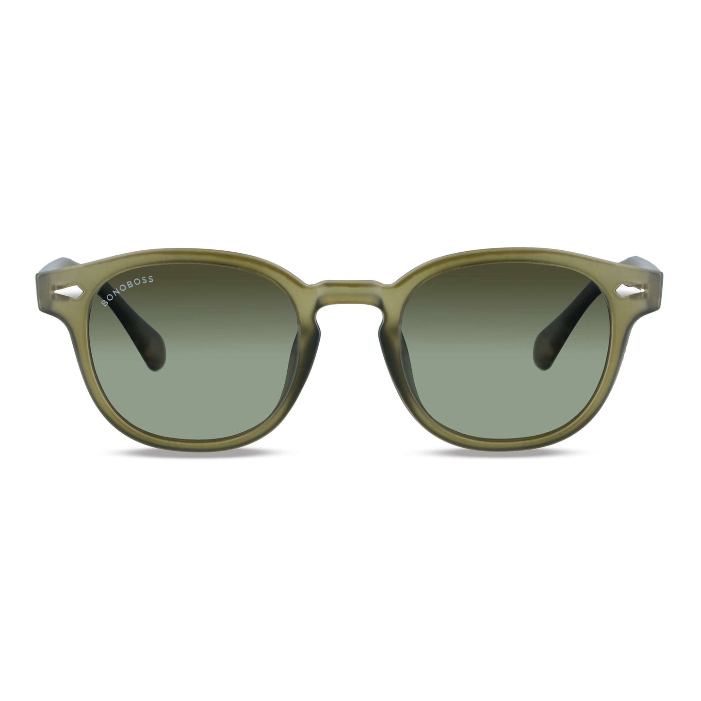 Waimea RPET en tono olive light lentes polarizados de frente patas de madera #color_olive-light