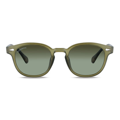 Waimea RPET en tono olive light lentes polarizados de frente patas de madera #color_olive-light
