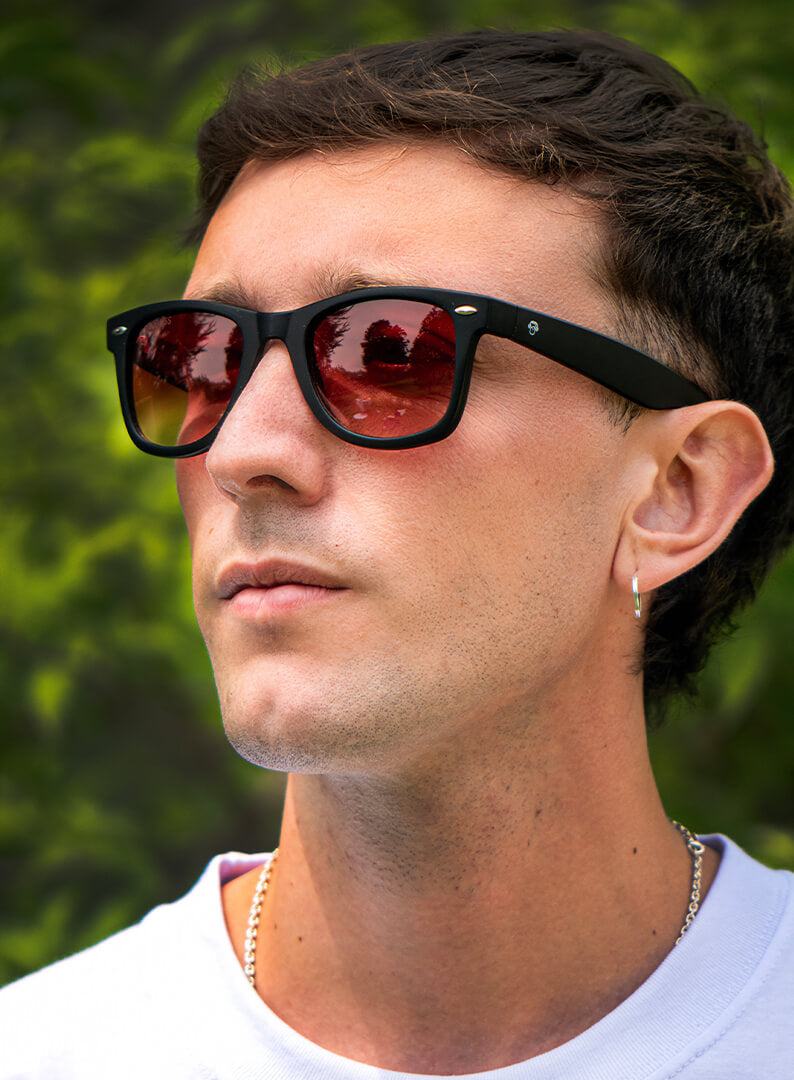 Acacio RPET lentes polarizados hombre rojo diseño frontal #color_rojo