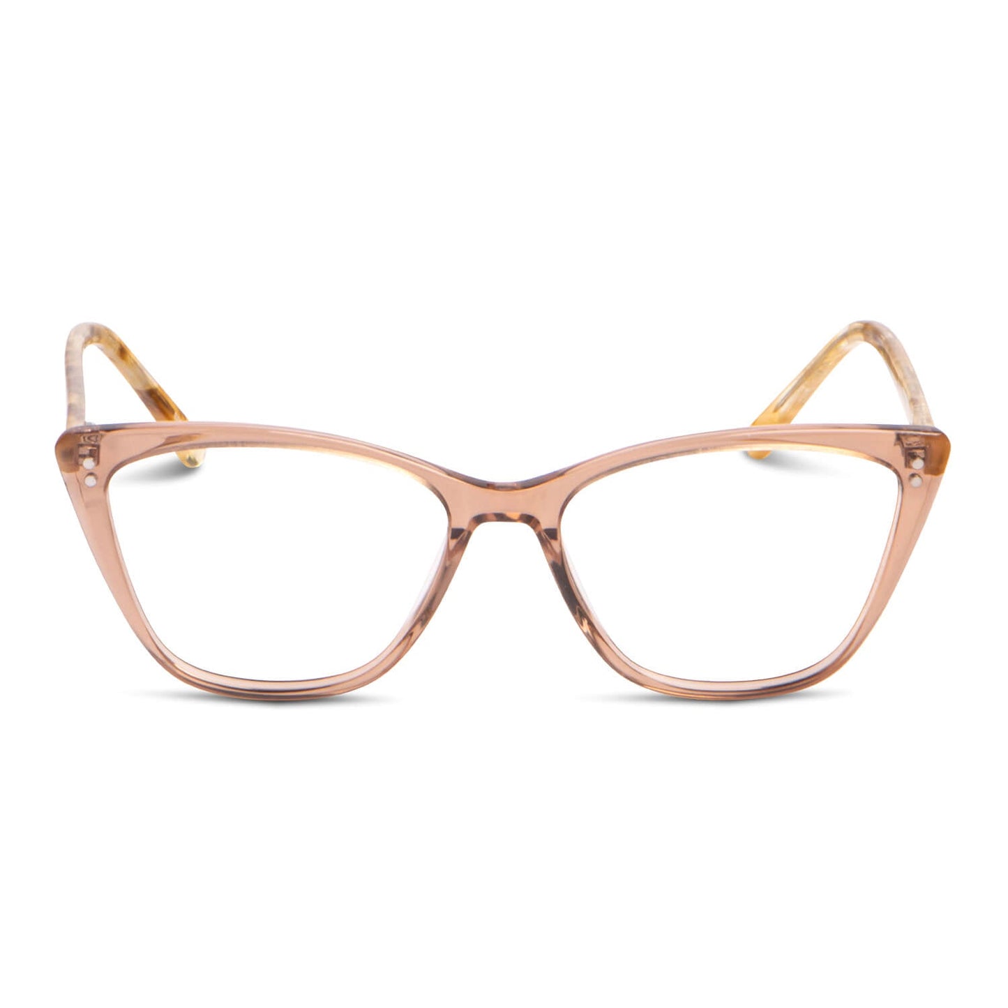 anteojos opticos agatados de mujer con clip de sol polarizado con sobrelente lentes con receta frontal#color_damasco