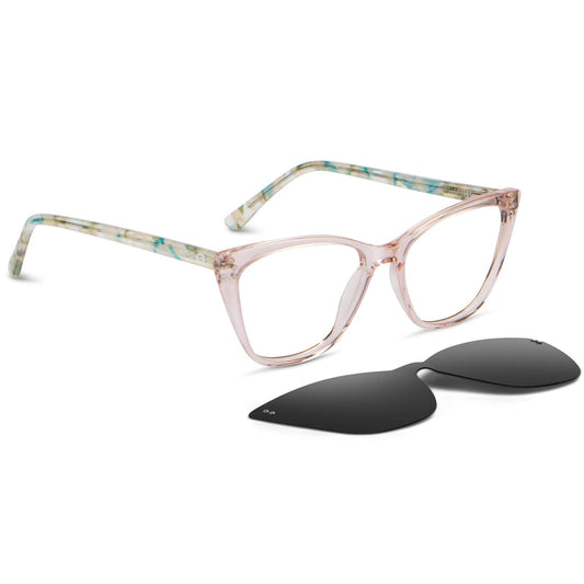 anteojos opticos agatados de mujer con clip de sol polarizado con sobrelente lentes con receta verde#color_verde