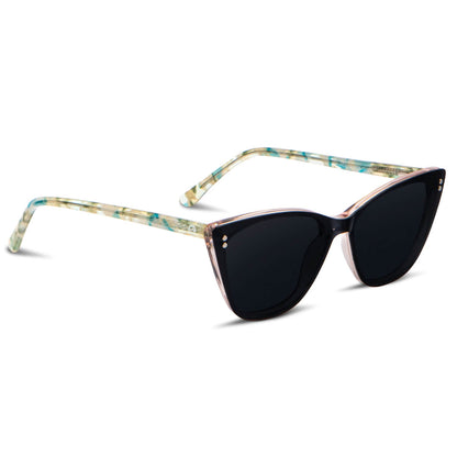 anteojos opticos agatados de mujer con clip de sol polarizado con sobrelente lentes con receta verde montado#color_verde