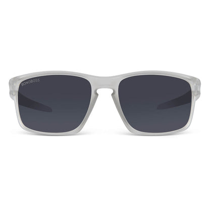 Lautaro RPET anteojos de sol marco transparente de frente con madera natural #color_transparente