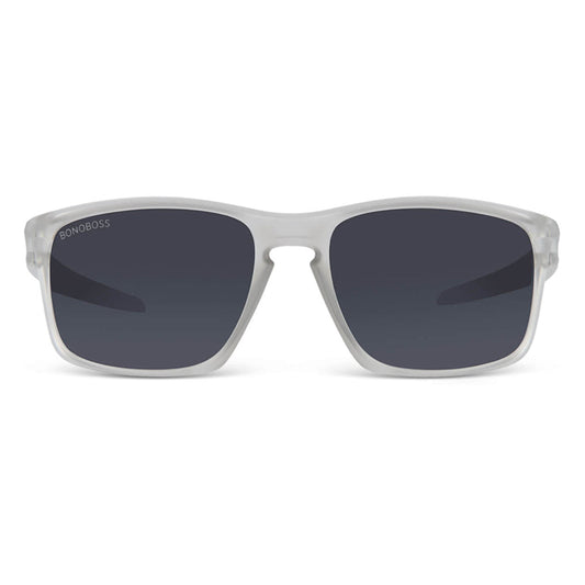 Lautaro RPET anteojos de sol marco transparente de frente con madera natural #color_transparente
