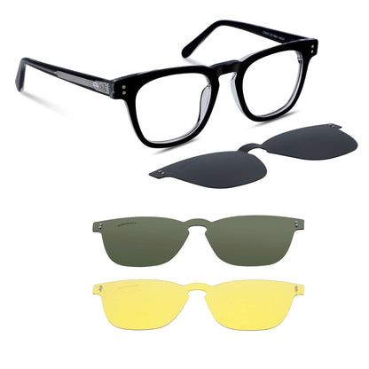 Vista frontal de Lenga Clip Sol lentes clip on color negro para mujer #color_negro