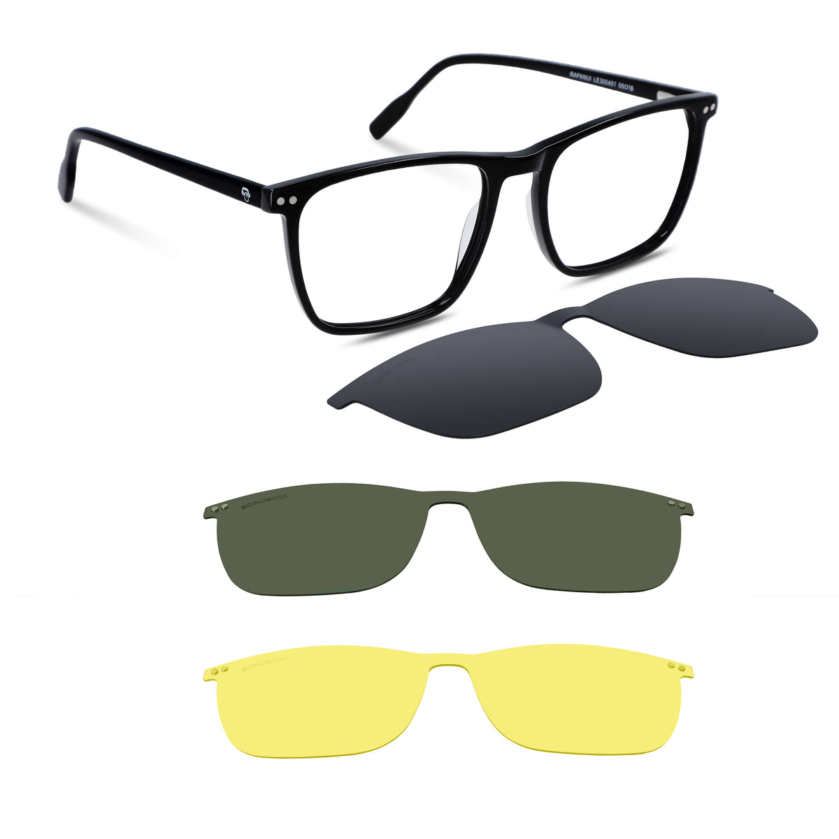 Vista frontal de Rapanui Clip Sol lentes clip on mujer color negro #color_negro