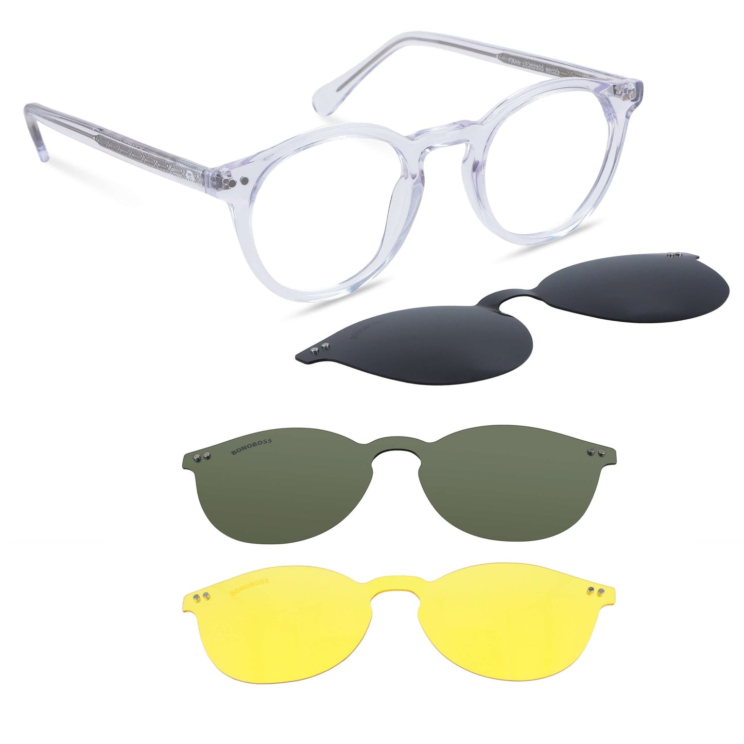 Fran Clip Sol lentes con imán transparente diseño frontal para mujer #color_transparente